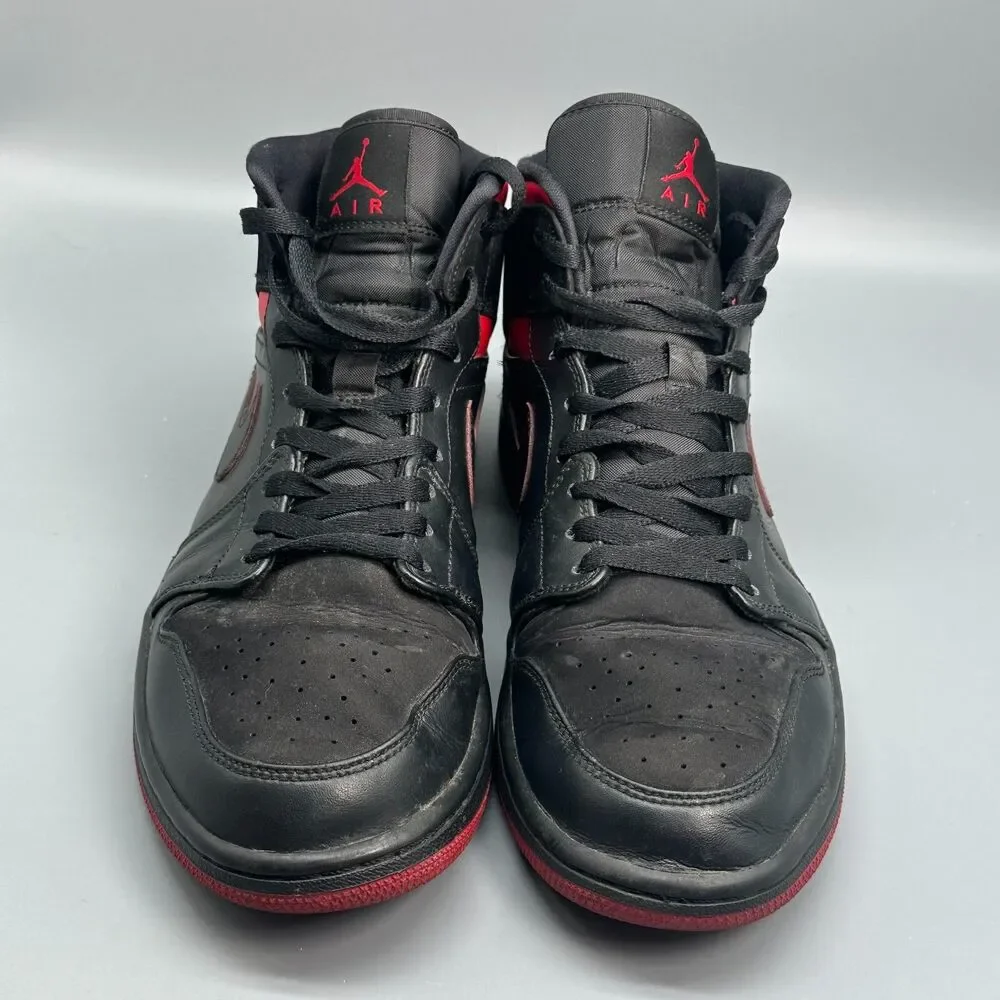 Jordan 1 Mid Last Shot Athletic Sneakers Mens 10.5 Black Leather Lace Up Mid Top